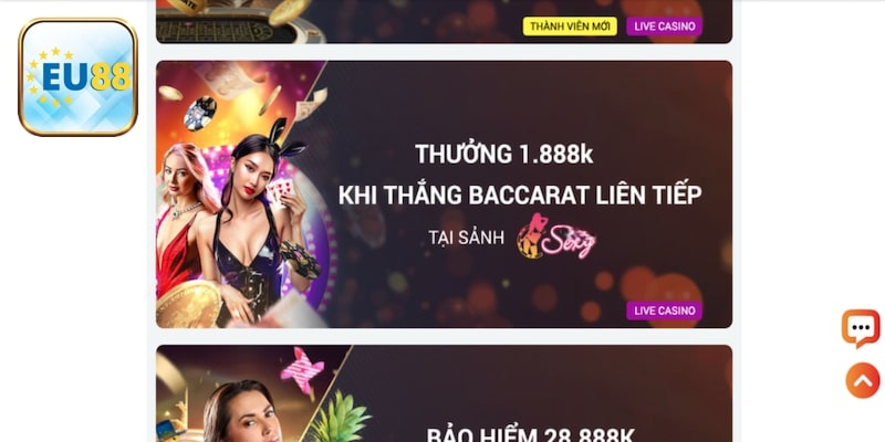 EU88 thưởng Baccarat siêu khủng