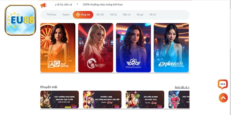 Nhiều sảnh casino khủng tại EU88